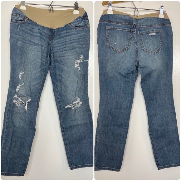 Indigo Blue Distressed Skinny Maternity Jeans Size Small - Picture 4 of 5